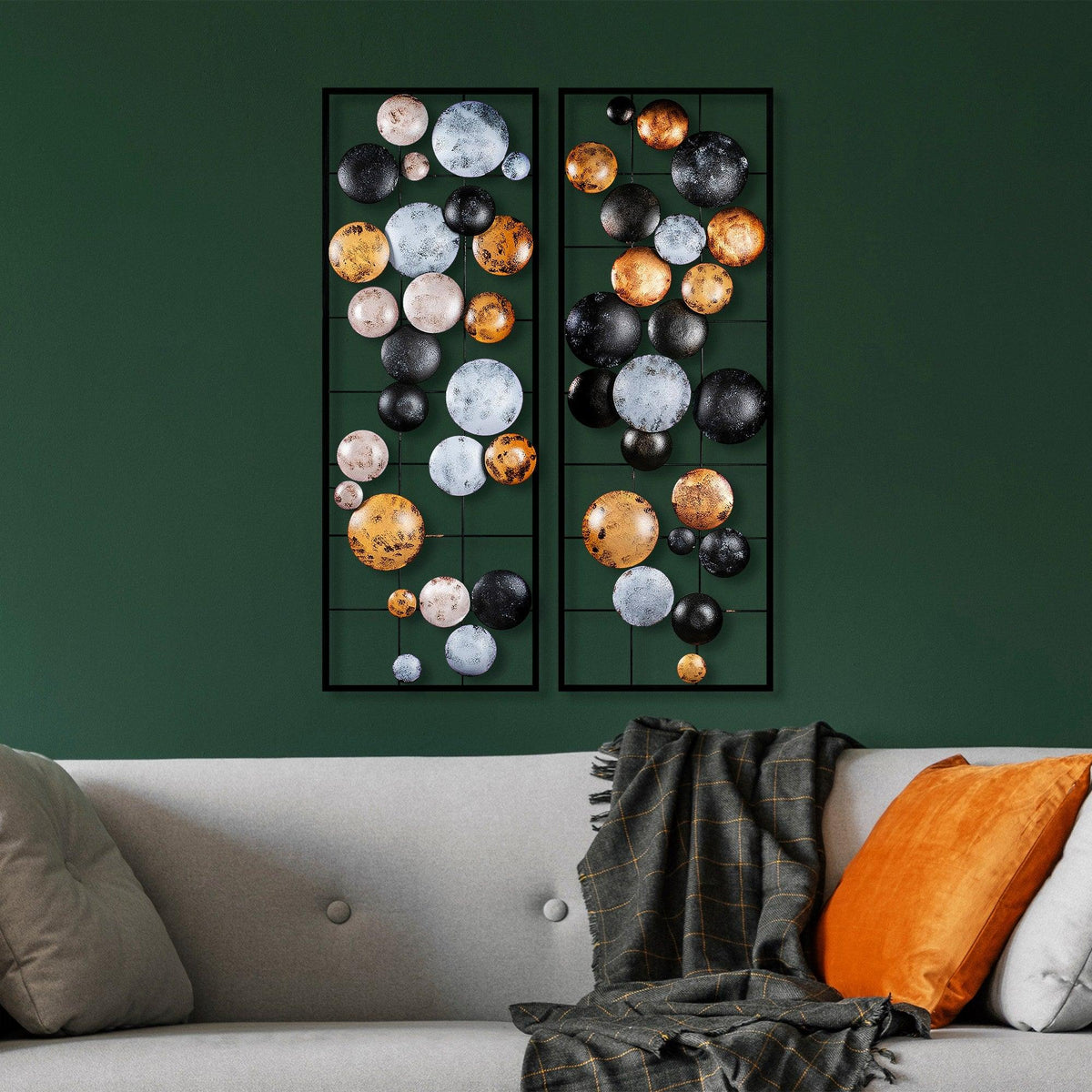 Decoratiune de perete Metal Camber - 3, Multicolor, 92x1x32 cm