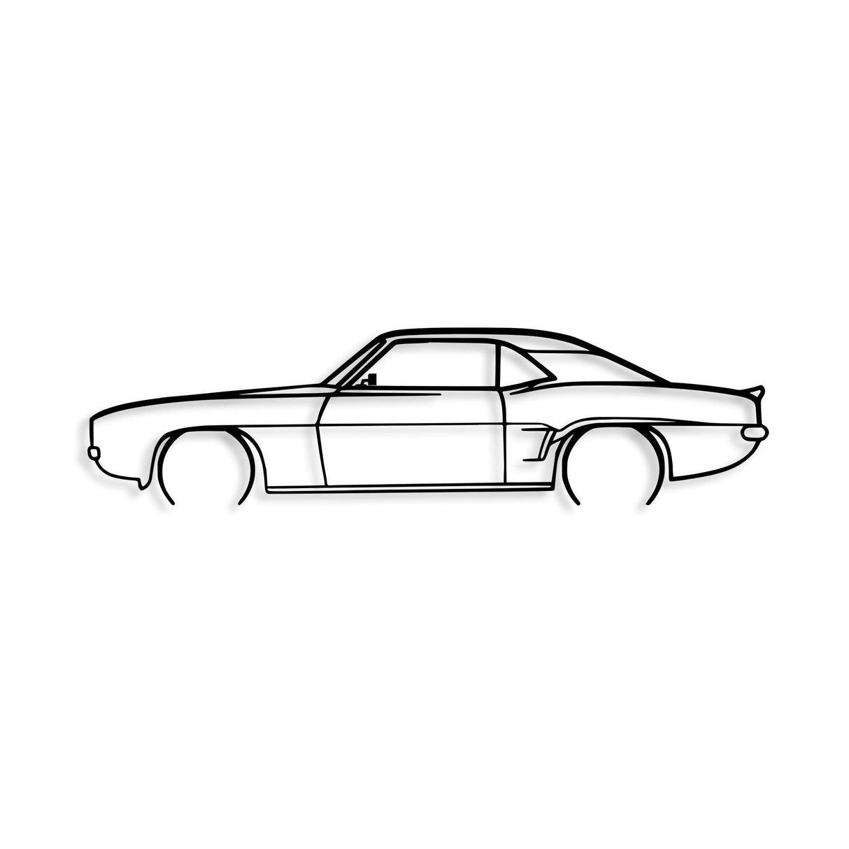 Decoratiune de perete Metal Chevrolet Camaro V2 Silhouette, Negru, 18x70 cm