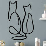 Decoratiune de perete Metal Couple Cat Love, Negru, 48x72 cm