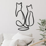 Decoratiune de perete Metal Couple Cat Love, Negru, 48x72 cm
