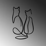 Decoratiune de perete Metal Couple Cat Love, Negru, 48x72 cm