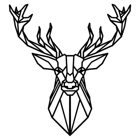 Decoratiune de perete Metal Deer4, Negru, 65x60 cm