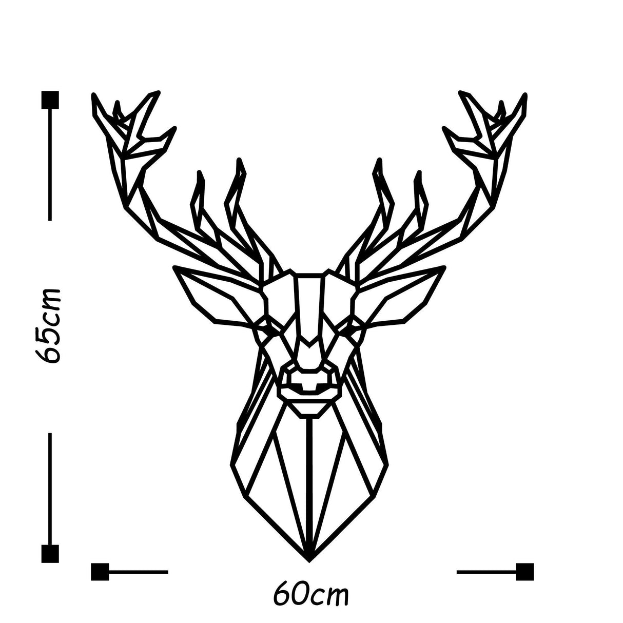 Decoratiune de perete Metal Deer4, Negru, 65x60 cm