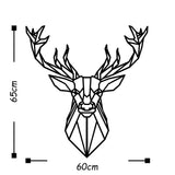 Decoratiune de perete Metal Deer4, Negru, 65x60 cm