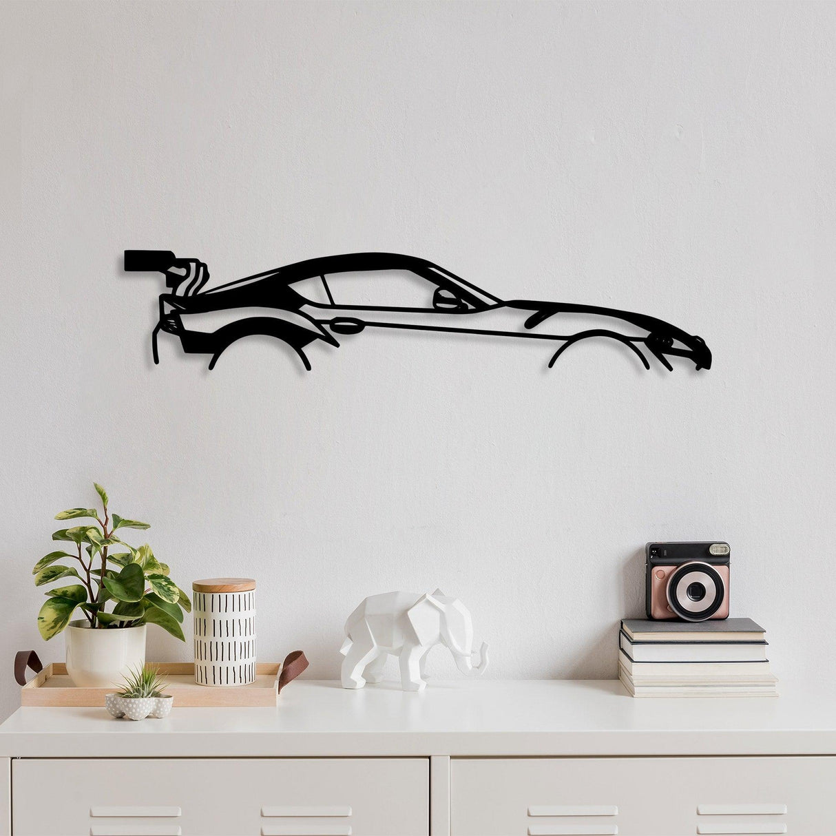 Decoratiune de perete Metal Dodge Viper Silhouette, Negru, 14x70 cm