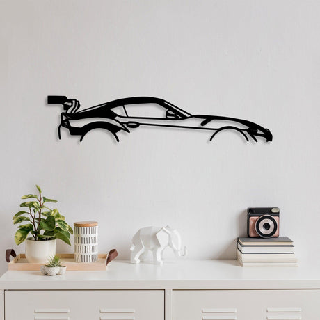 Decoratiune de perete Metal Dodge Viper Silhouette, Negru, 14x70 cm