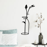 Decoratiune de perete Metal Flower In The Vase, Negru, 71x33 cm