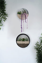 Decoratiune de perete Metal Green Panda, 2 bucati, Negru - Alb, 30x5x30 cm + 25x5x25 cm