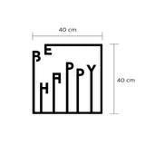 Decoratiune de perete Metal Happy, Negru, 40x40 cm