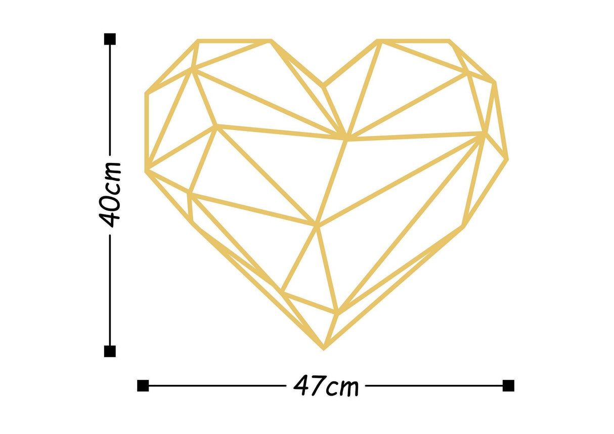 Decoratiune de perete Metal Heart Metal Decor - Gold, Aur, 40x47 cm