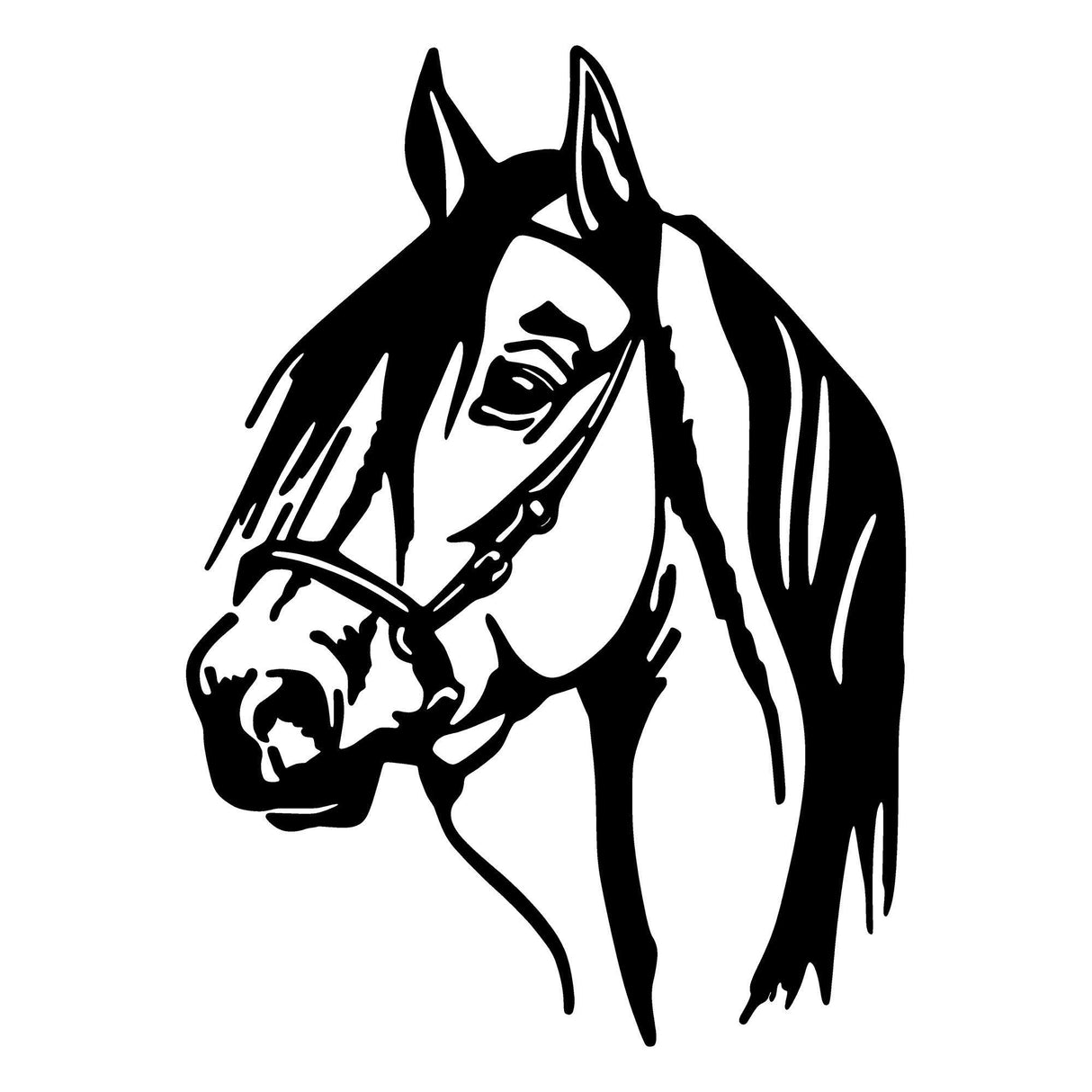 Decoratiune de perete Metal Horse Head, Negru, 55x40 cm