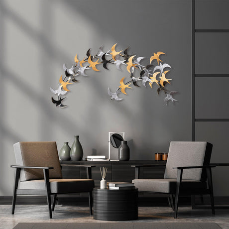 Decoratiune de perete Metal Kirlangiç, Multicolor, 62x137 cm