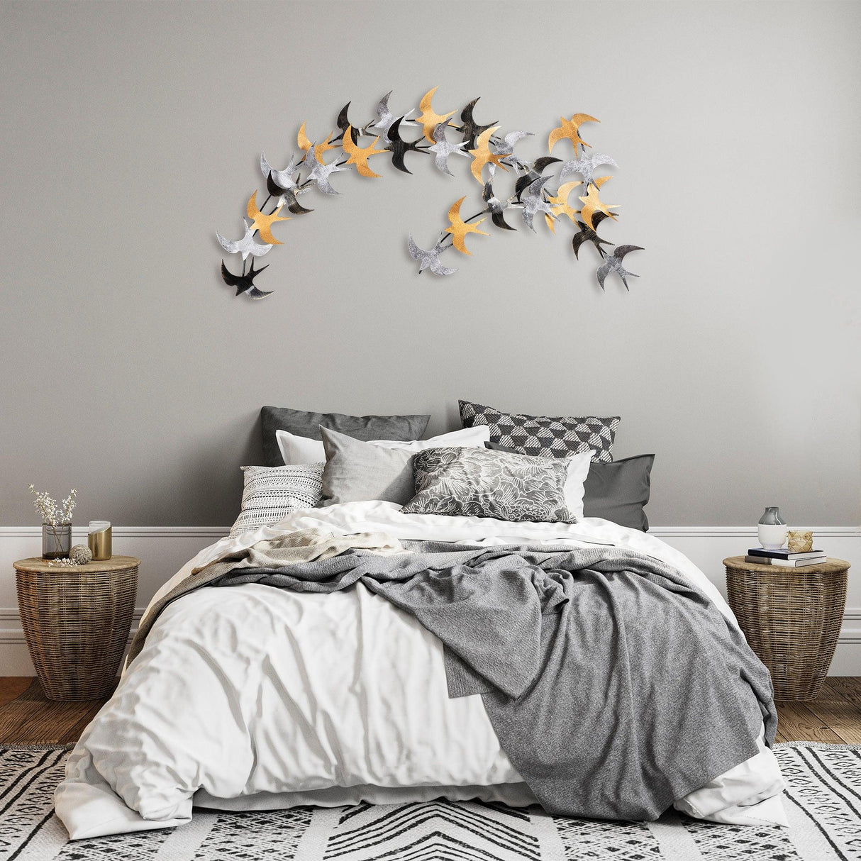 Decoratiune de perete Metal Kirlangiç, Multicolor, 62x137 cm