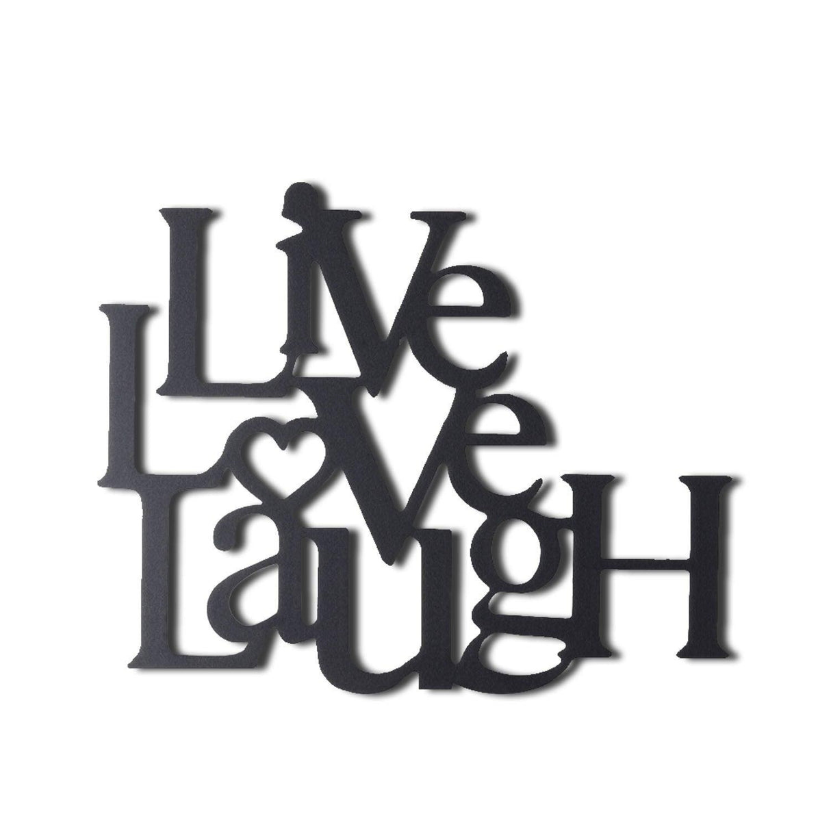 Decoratiune de perete Metal Live Love Laugh, Negru, 49x40 cm
