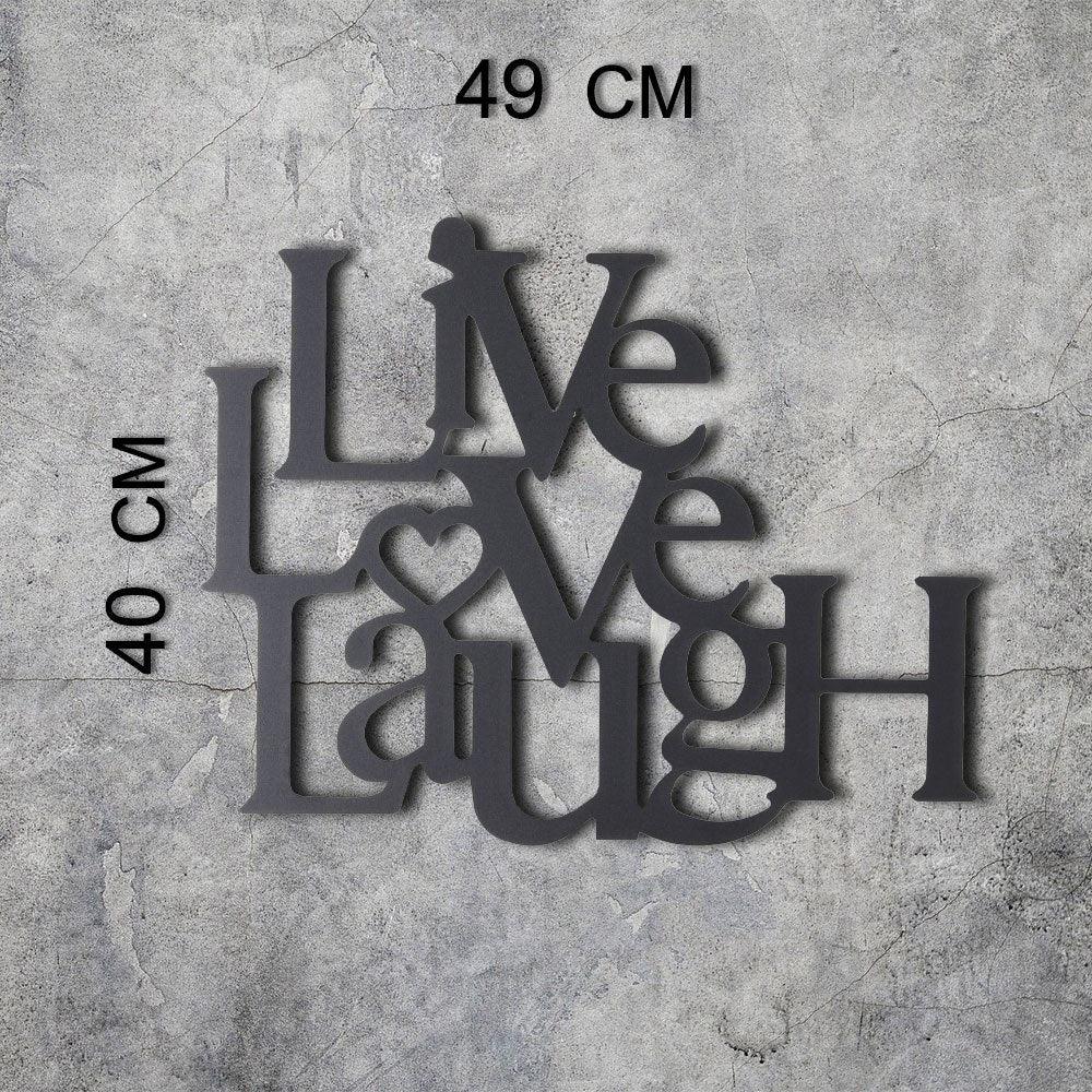 Decoratiune de perete Metal Live Love Laugh, Negru, 49x40 cm