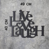Decoratiune de perete Metal Live Love Laugh, Negru, 49x40 cm