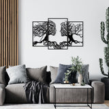 Decoratiune de perete Metal Love Tree, Negru, 71x116 cm