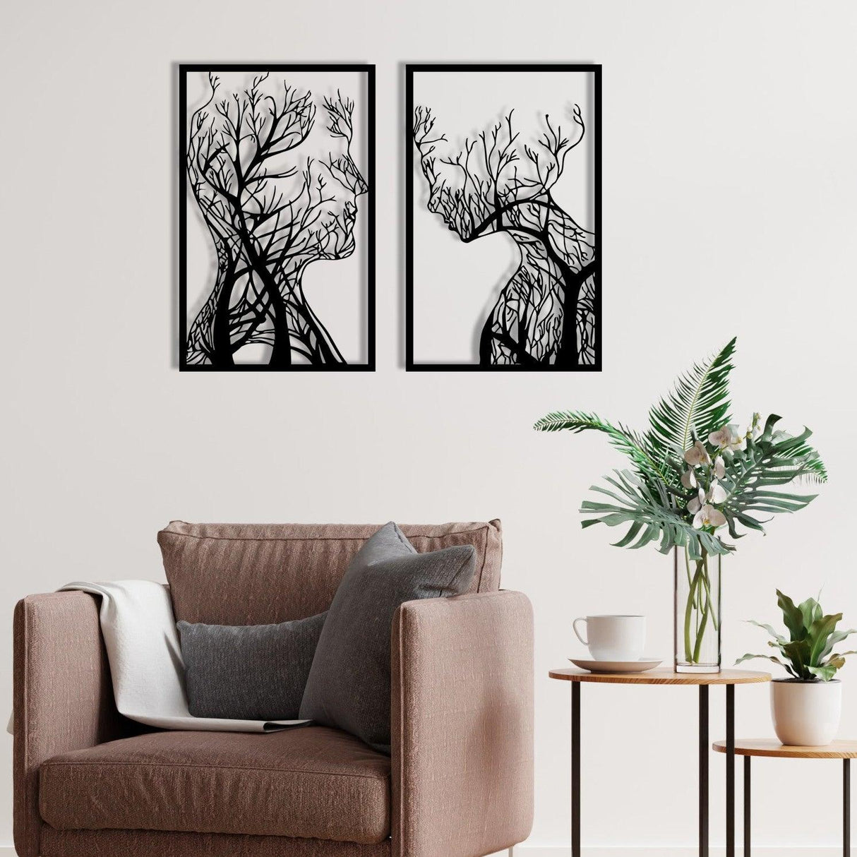 Decoratiune de perete Metal Lutuf, Negru, 64x86 cm