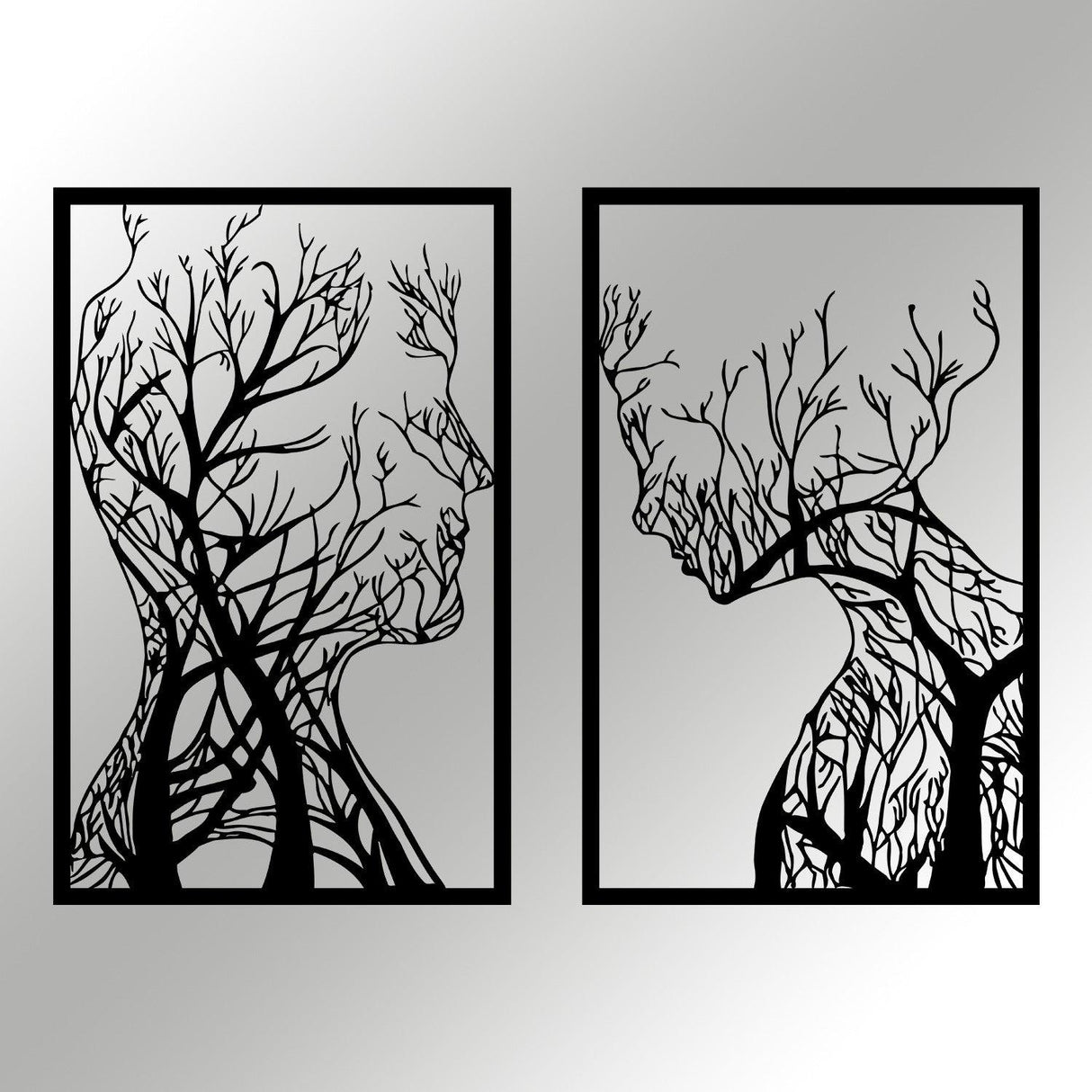 Decoratiune de perete Metal Lutuf, Negru, 64x86 cm