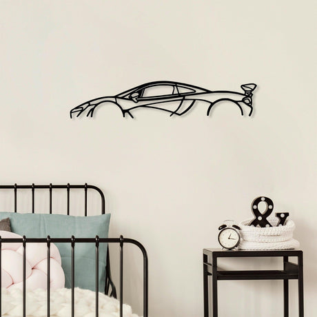 Decoratiune de perete Metal Mclaren P1 Silhouette, Negru, 14x68 cm