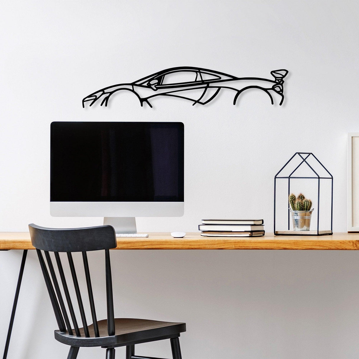 Decoratiune de perete Metal Mclaren P1 Silhouette, Negru, 14x68 cm
