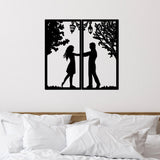 Decoratiune de perete Metal Meeting With Love, Negru, 66x34 cm