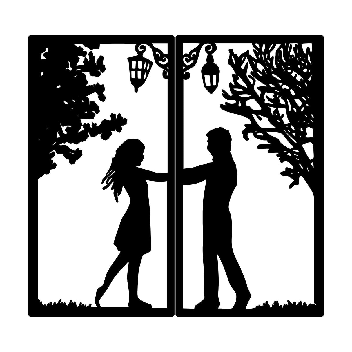 Decoratiune de perete Metal Meeting With Love, Negru, 66x34 cm