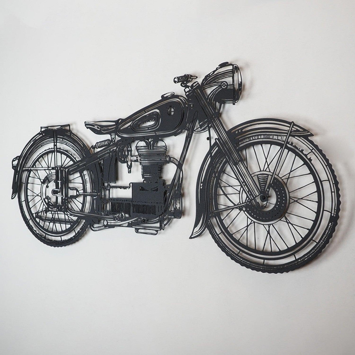 Decoratiune de perete Metal Motocicleta, Negru, 100x47 cm