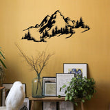 Decoratiune de perete Metal Mountain 3, Negru, 30x67 cm