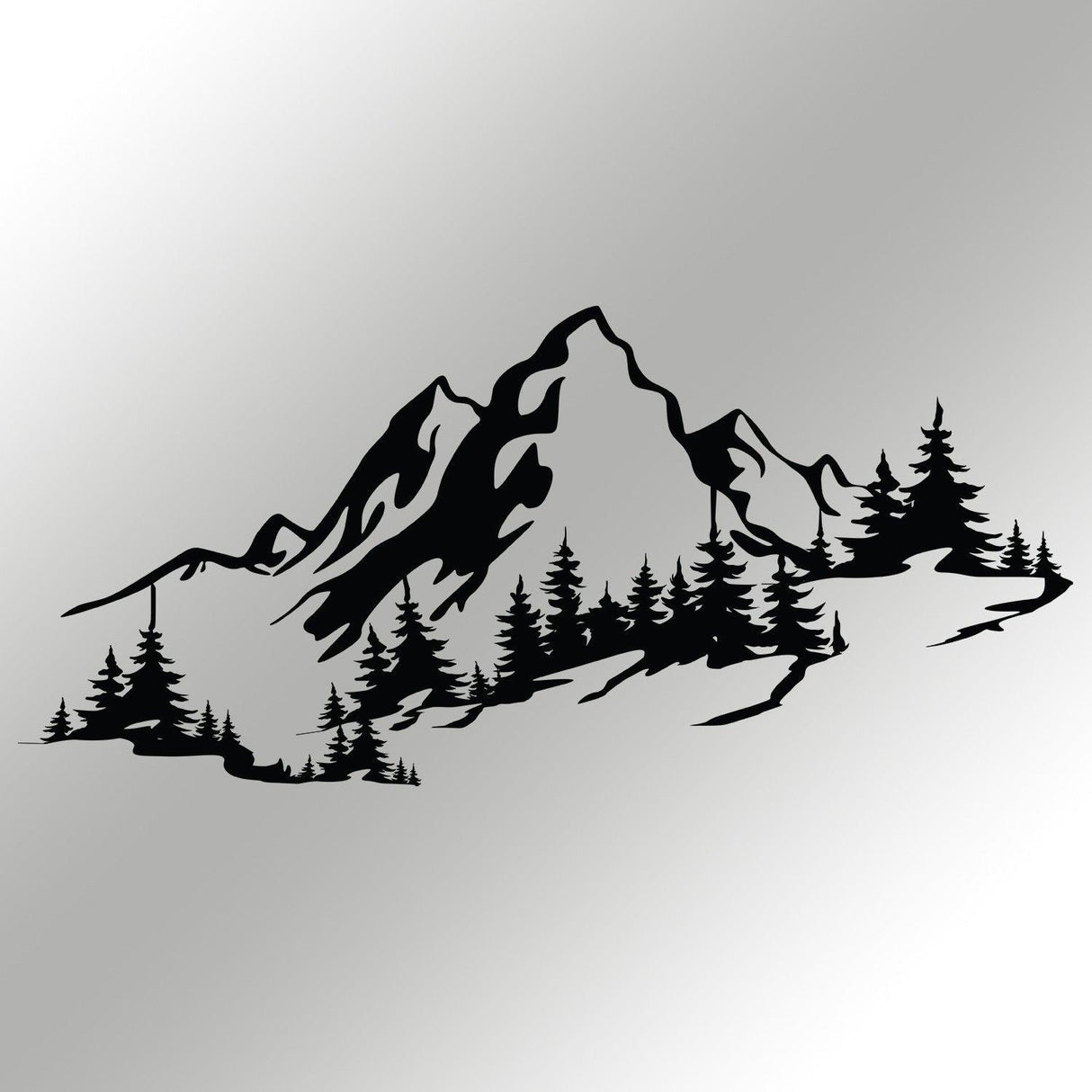 Decoratiune de perete Metal Mountain 3, Negru, 30x67 cm