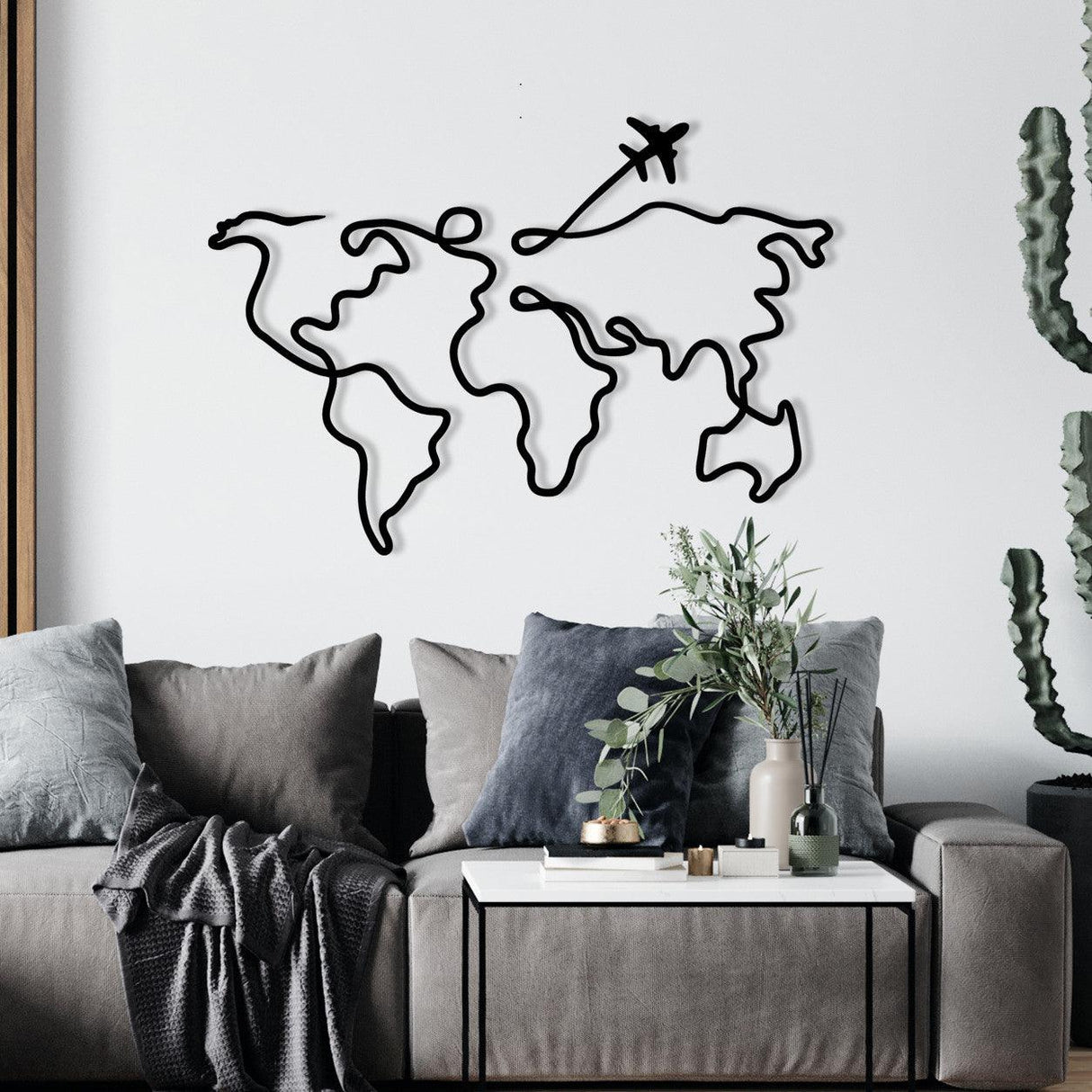 Decoratiune de perete Metal Mozzafiato, Negru, 42x60 cm