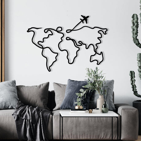 Decoratiune de perete Metal Mozzafiato, Negru, 42x60 cm