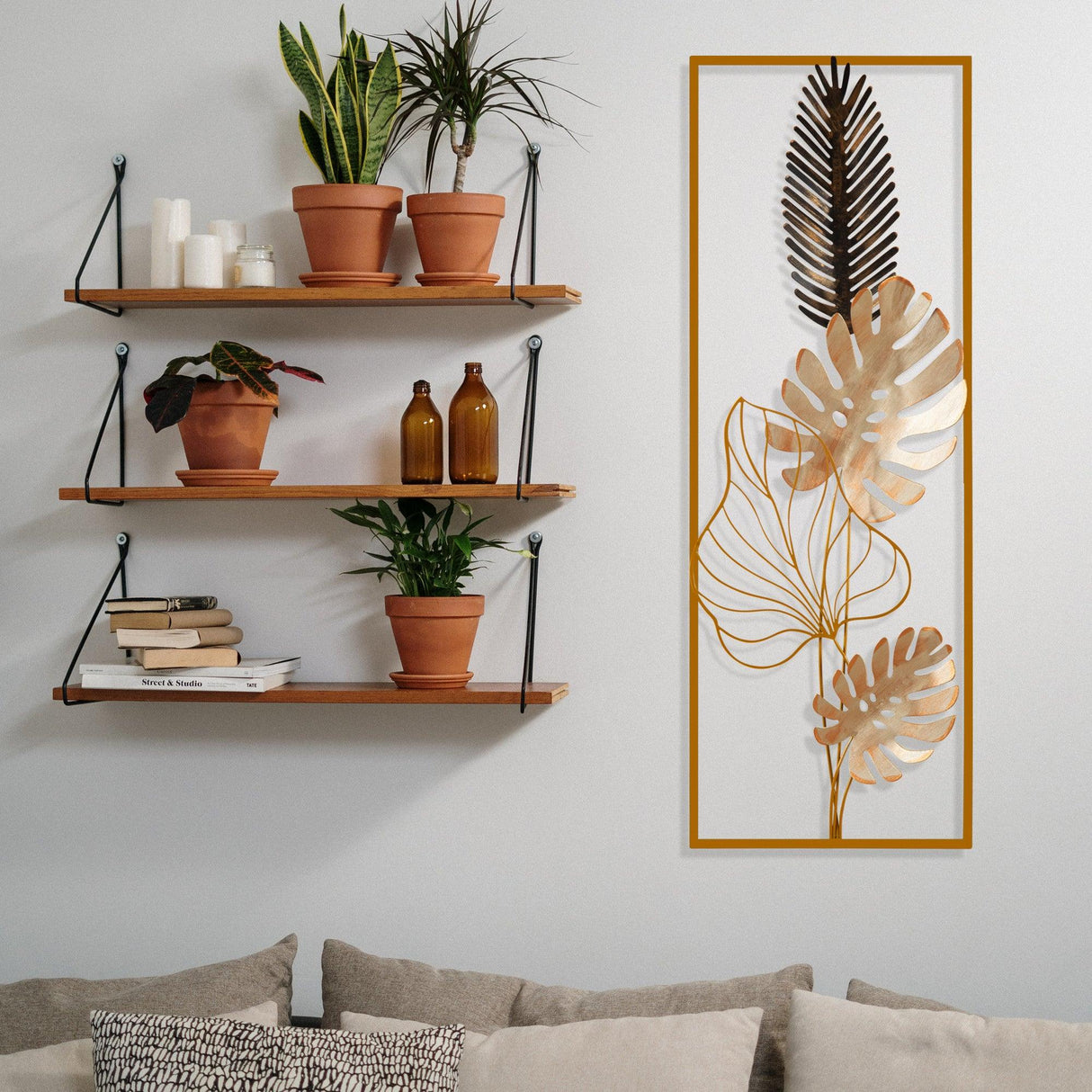 Decoratiune de perete Metal Nazo, Multicolor, 90x5x32 cm