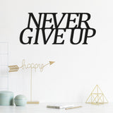 Decoratiune de perete Metal Never Gıve Up-metal, Cupru, 20x50 cm - Negru