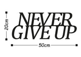 Decoratiune de perete Metal Never Gıve Up-metal, Cupru, 20x50 cm - Negru