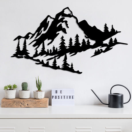 Decoratiune de perete Metal Tanelorn, Negru, 40x70x0.15 cm