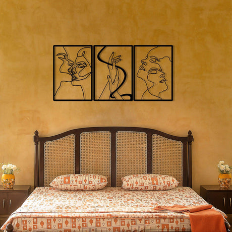Decoratiune de perete Metal The Unity Of Love, Negru, 50x109 cm