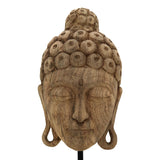 Decoratiune masa Buddha Mask din lemn mango Natural si fier, 20x18x48 cm