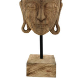 Decoratiune masa Buddha Mask din lemn mango Natural si fier, 20x18x48 cm