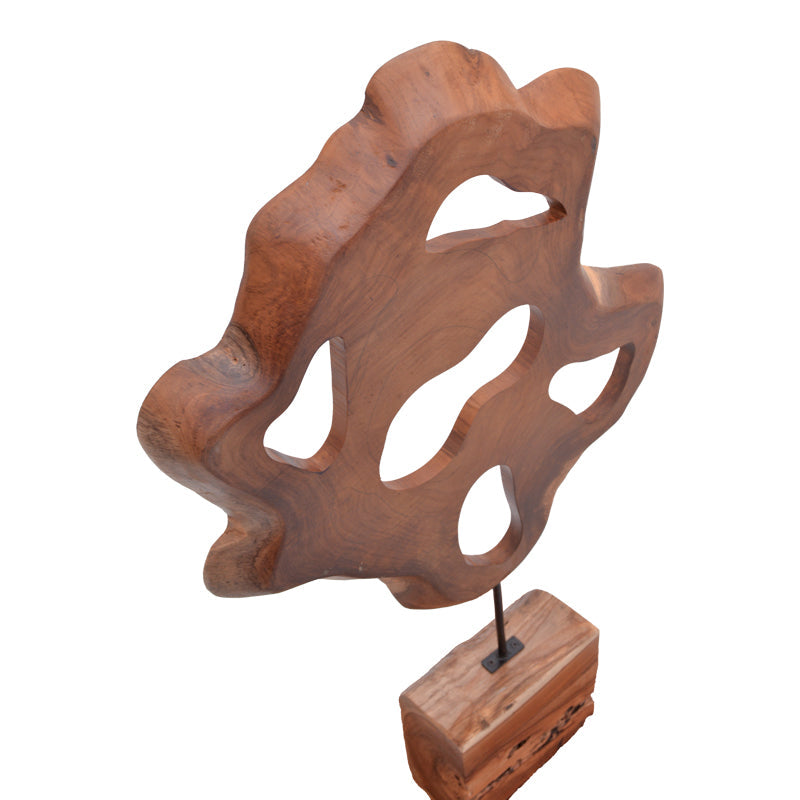 Decoratiune masa Strab lemn Natural de tec si metal, 55x10x80 cm
