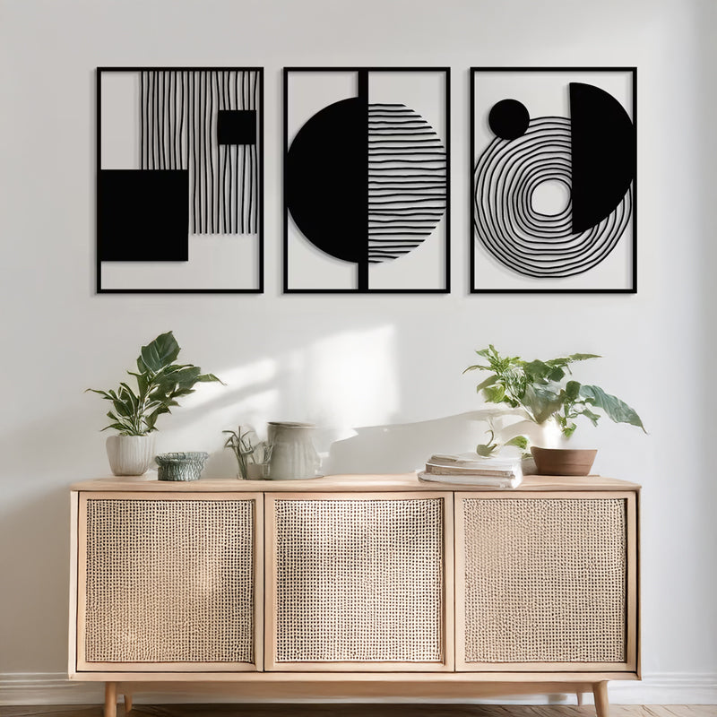 Decorațiune metal Wall deco Harimia set 3 piese negru metal, 37x50 cm
