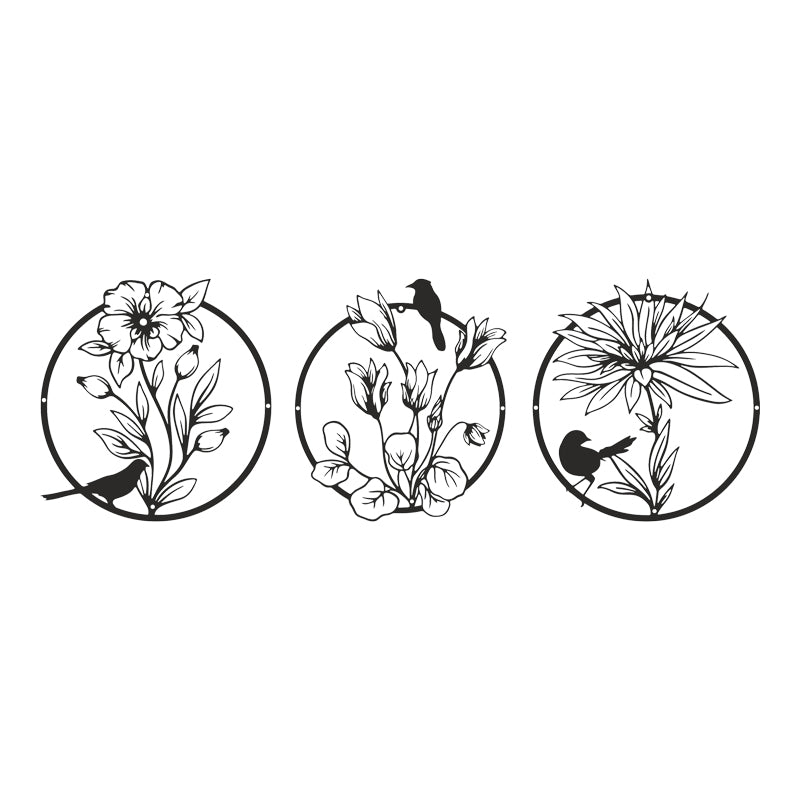 Decorațiune metal Wall deco Renka set 3 piese negru metal, Ø30x1 cm
