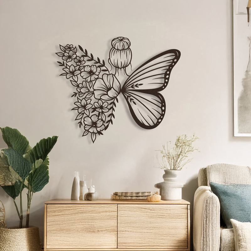 Decorațiune metal Wall deco Terfia negru metal, 60x60 cm
