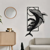 Decorațiune metal Wall deco Whale negru metal, 38x50 cm