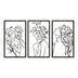 Decorațiune metal Wall deco Witho set 3 piese negru metal, 30x50 cm