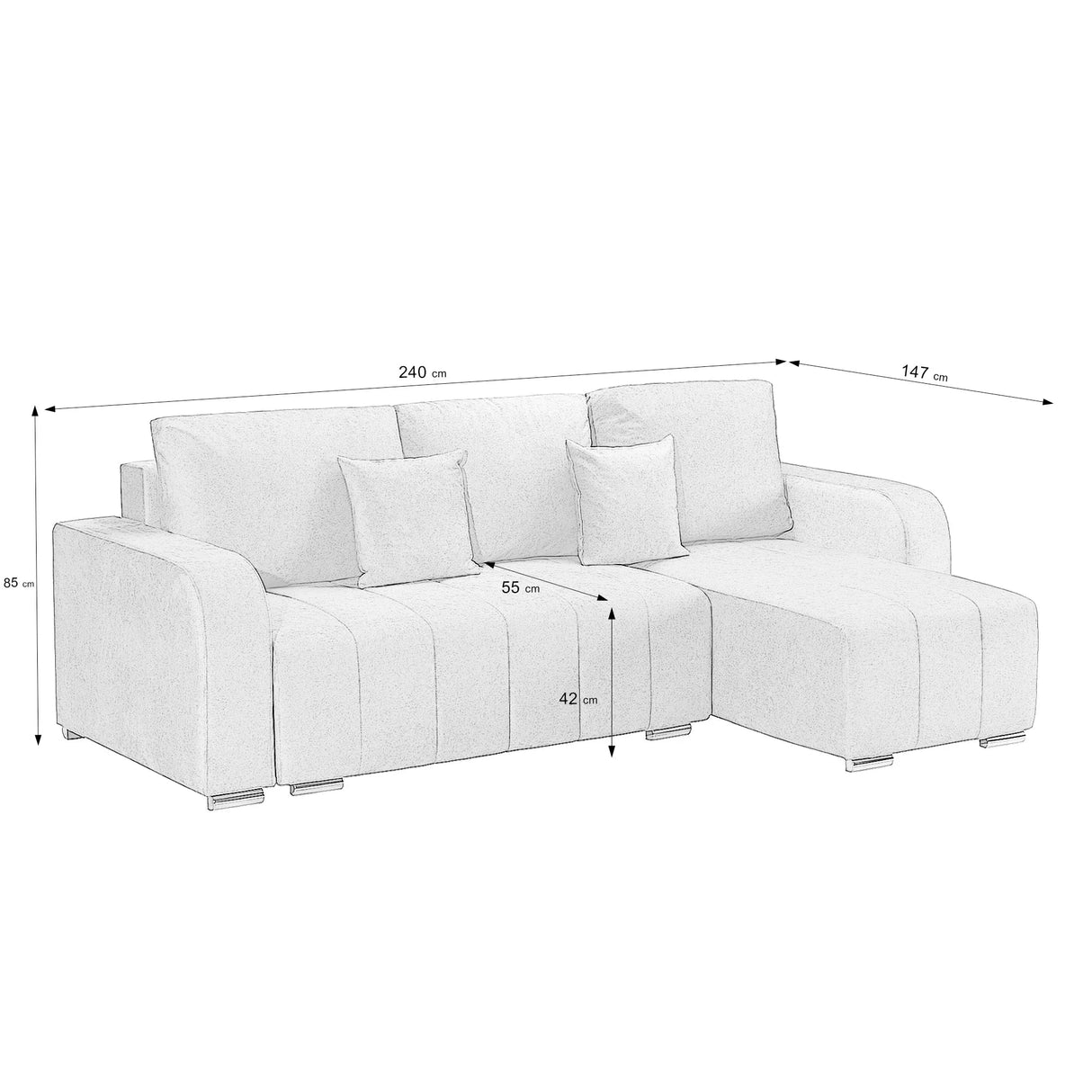 Canapea extensibilă 3 locuri cu depozitare Armando, Colț, Diverse culori, 240x147x85 cm - Gri închis | SKU: Diego CU-2SBD/WHS019-WHS019-WHS019 | Canapea extensibilă 3 locuri cu depozitare Armando, Colț, 240x147x85 cm, varianta Gri închis, produs pentru amenajarea locuinței, disponibil online în România la CasaMob