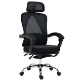 Director scaun de birou cu suport pentru picioare, plasa, negru, 62x124x58 cm