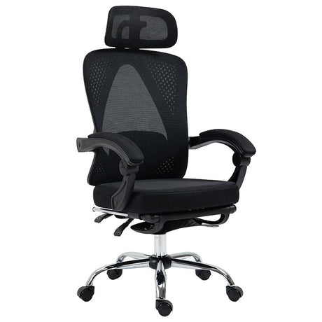 Director scaun de birou cu suport pentru picioare, plasa, negru, 62x124x58 cm