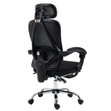 Director scaun de birou cu suport pentru picioare, plasa, negru, 62x124x58 cm