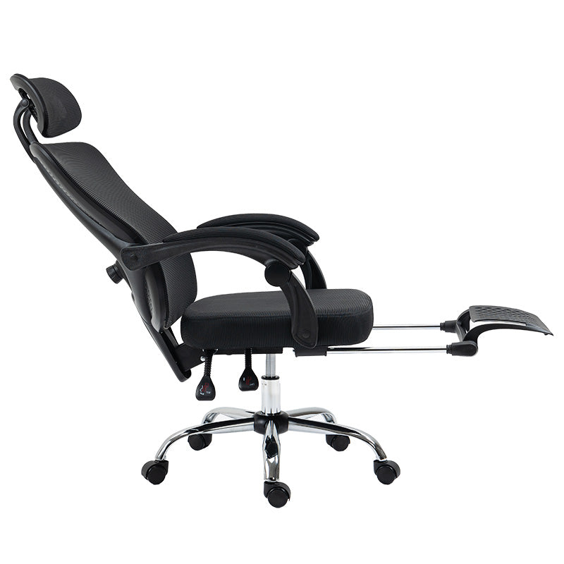 Director scaun de birou cu suport pentru picioare, plasa, negru, 62x124x58 cm
